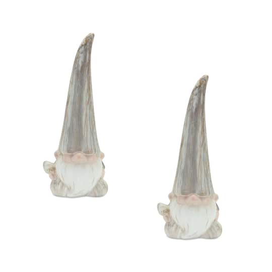 14.5" Modern Marble Finish Terra Cotta Gnome Figurines, 2ct.